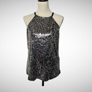 New INC SILVER SEQUIN HALTER Tank Top Size Medium